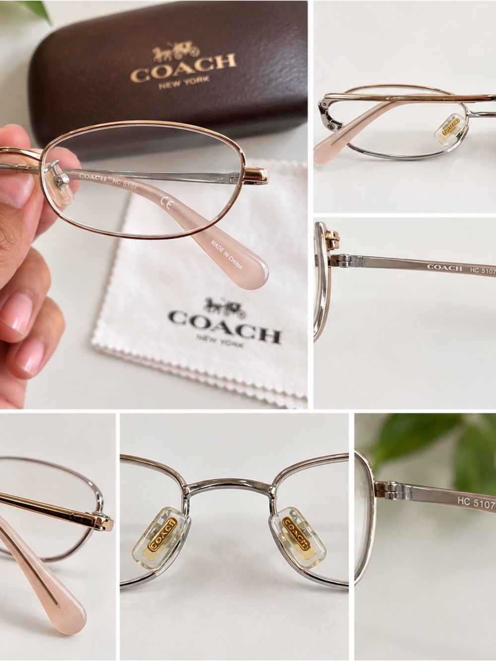 COACH Pink and Gold Oval Women's Optical Glasses
